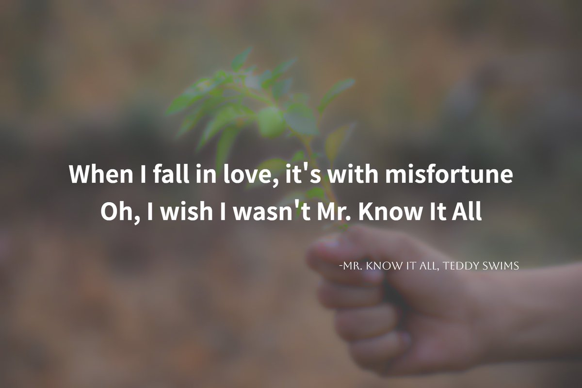 LukeWay8's tweet image. -
[Mr. Know It All, Teddy Swims]

I can't act like I don't keep dressin' for the storm, then blame the sky.
我不能再假裝，我早就預料會出問題，卻還在怪命運捉弄我。
-
#nostorynomusic #Mr.KnowItAll #TeddySwims #萬事通先生 #什麼都知道的人