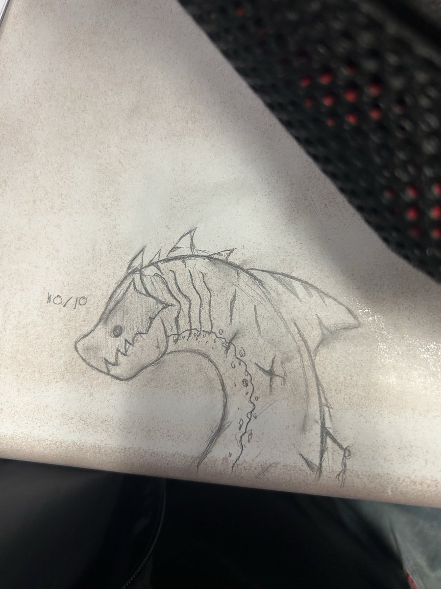 EmmettHern61921's tweet image. Not sure what it is but it was straight out of the imagination, no name for now, but soon or whoever decides to comment IDK #Drawing #art #shark.