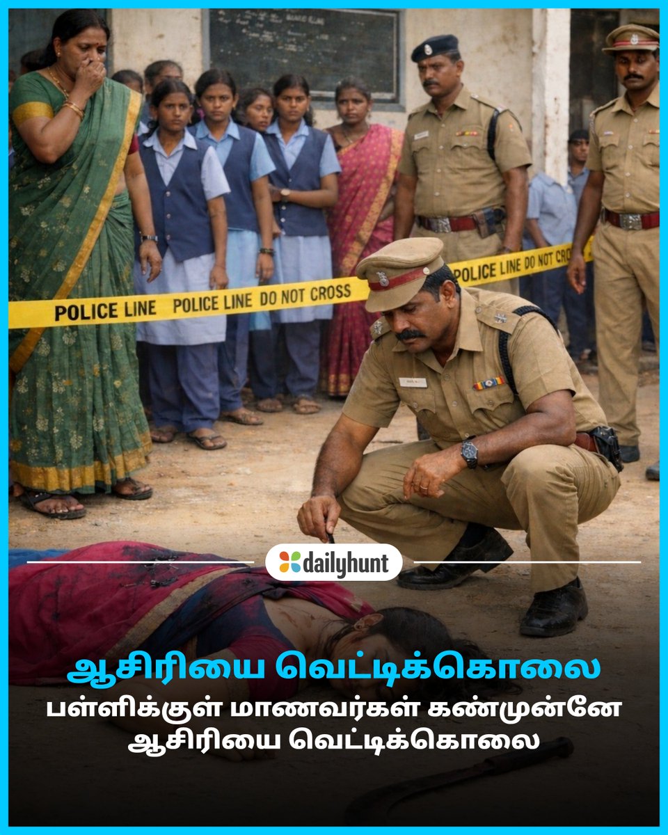 DH_Tamil's tweet image. பள்ளி வளாகத்தில் குலை நடுங்க சம்பவம்.. வெறியுடன் ஆசிரியை படுகொலை!
📸 Credit: AI

Dinamaalai மற்றும் பிற முன்னணி மூலங்களின் செய்திகளை இங்கே வாசிக்கவும். w.dhunt.in/143r4c?partner…

#Salem #TeacherMurder #SchoolIncident #DomesticViolence #crime