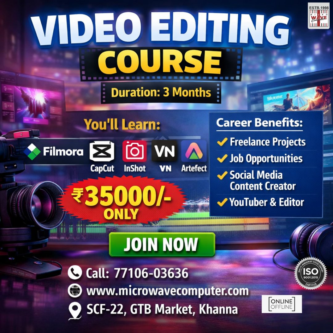 HarmanDigi63878's tweet image. LEARN VIDEO EDITING COURSE
microwavecomputer.com/video-editing-…
#LearnVideoEditing #VideoEditingCourse #VideoEditingCourseKhanna #BestVideoEditingCourseKhanna #BestVideoEditingCourseNearMe #VideoEditingInstituteKhanna #BestInstituteVideoEditing #VideoEditingForBeginners2026