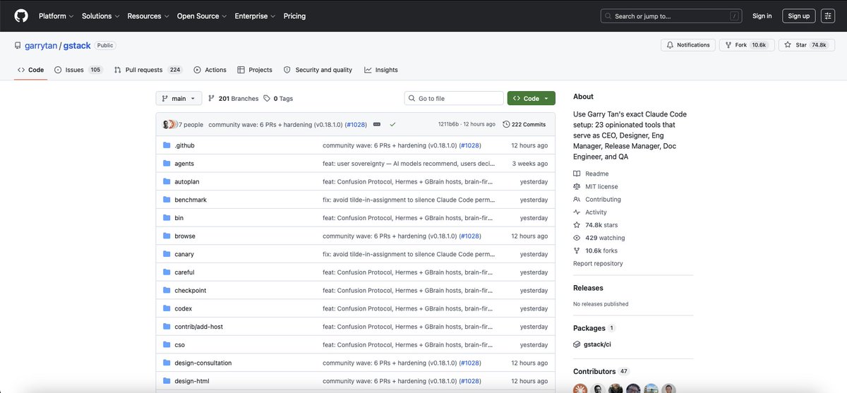 The CEO of Y Combinator just open-sourced his entire AI development setup.

And it is already at 72,600 stars on GitHub.

Garry Tan runs Y Combinator. He has worked with Coinbase, Instacart, and Rippling when they were two people in a garage. Before that he was one of the first
