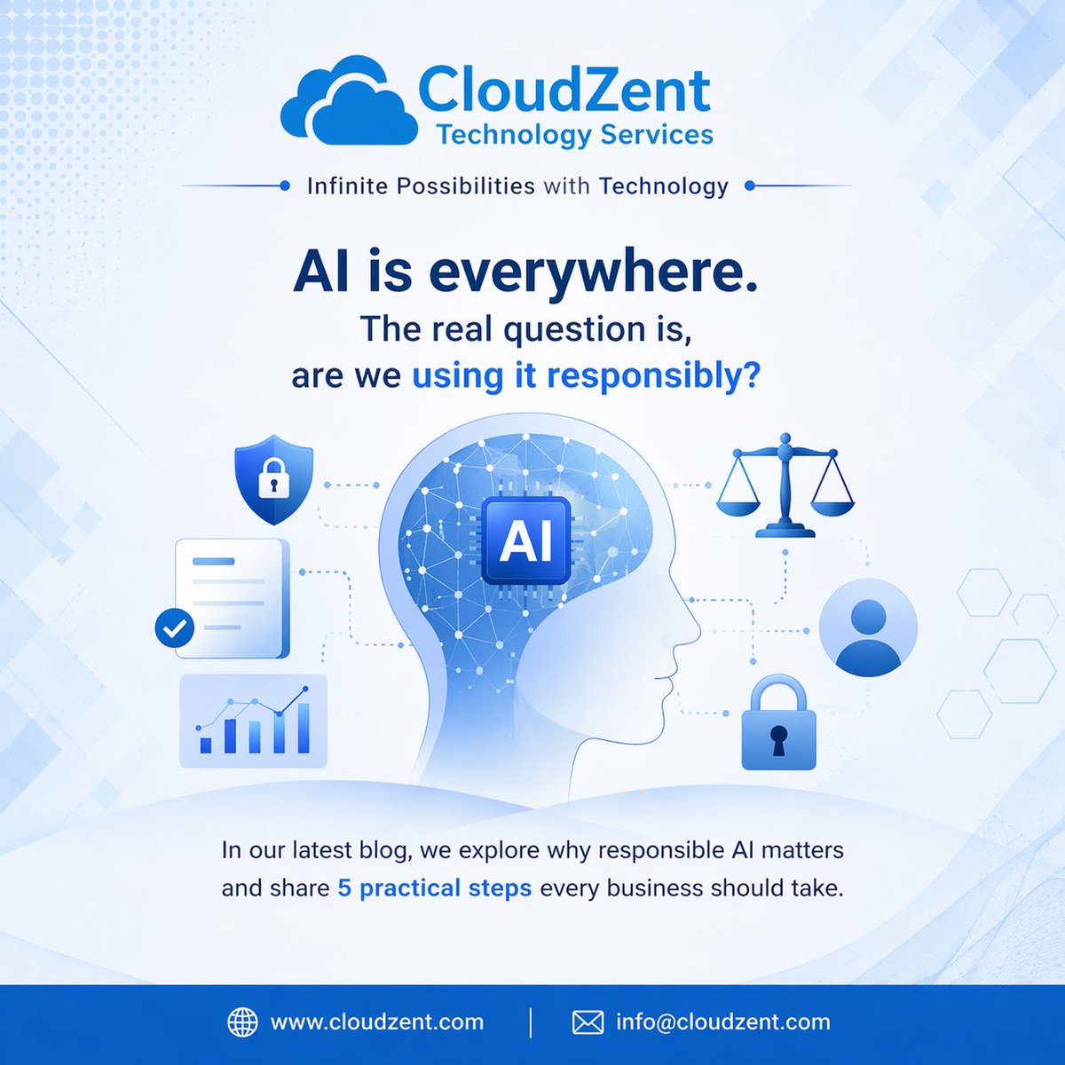 CloudZentTech's tweet photo. Nothing is untouched by AI. The real question is, are we using it responsibly?

AI is reshaping how businesses operate and how decisions are made. 

Read the full post here: https://t.co/qRuIwFzA4N

#ResponsibleAI #EthicalAI #AIGovernance #AICompliance #AIBias #DataPrivacy https://t.co/3EaLjbXrhe