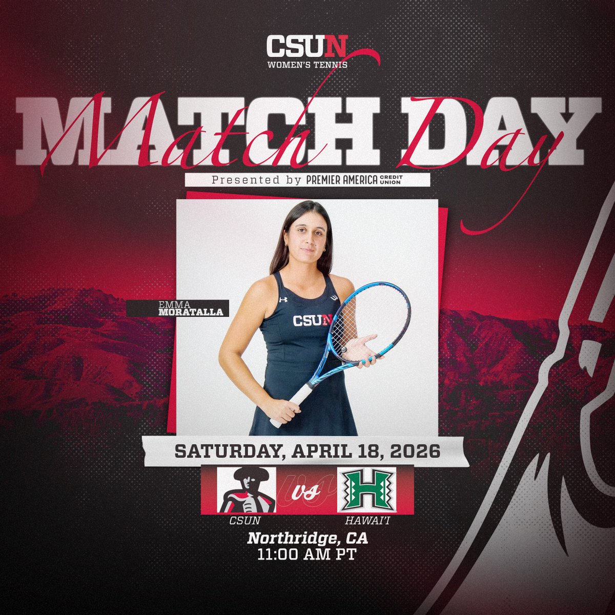 Here to celebrate our seniors and get the W! Come support our Matadors.
🆚 Hawai'i
⏰ 11:00 A.M. PT
📍 Matador Tennis Complex