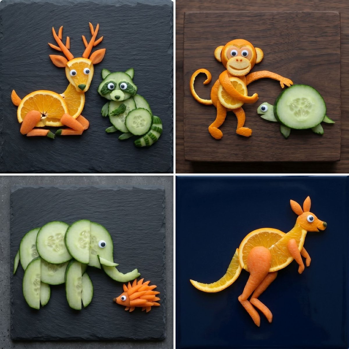 AbdulahDidar's tweet image. Turning fresh fruits &amp;amp; veggies into adorable animal friends! 🐼🍓🐢🥕
Healthy eating never looked this cute! ✨
#FoodArt #FunFood #HealthySnacks