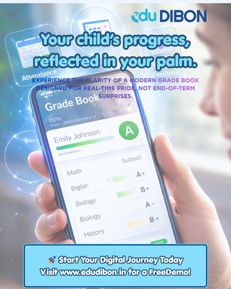 edudibon's tweet image. Stop guessing, start knowing. 

Experience the clarity of a modern grade book with edu DIBON. Real-time progress tracking means no more end-of-term surprises!
Get started with a FREE Demo today:
edudibon.in
#EdTech #SmartSchools #Parenting #eduDIBON #DigitalTransform