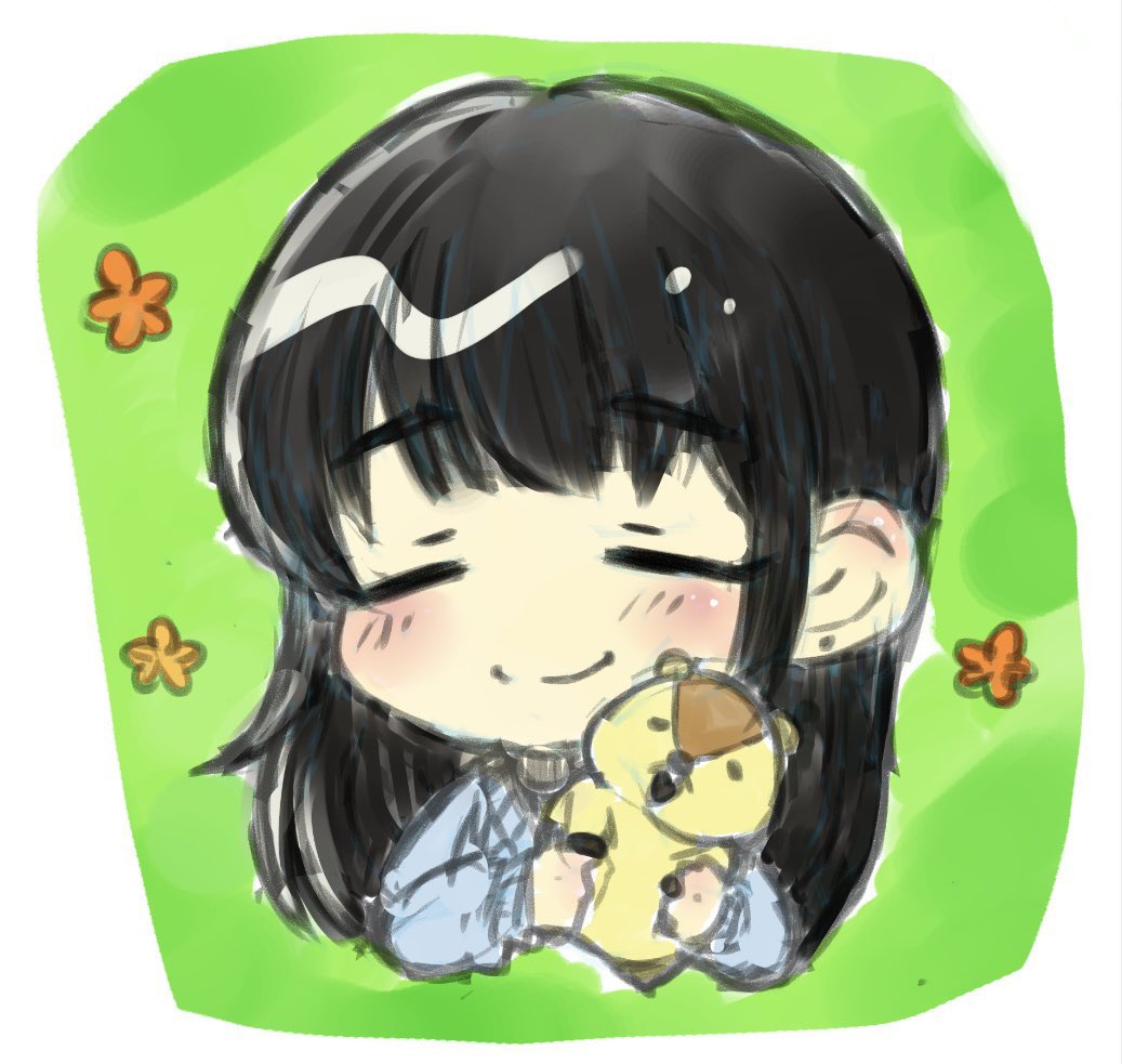 これは、クレーンゲームでぬいぐるみ取れて超喜んでる先輩が可愛くて描いたやつ