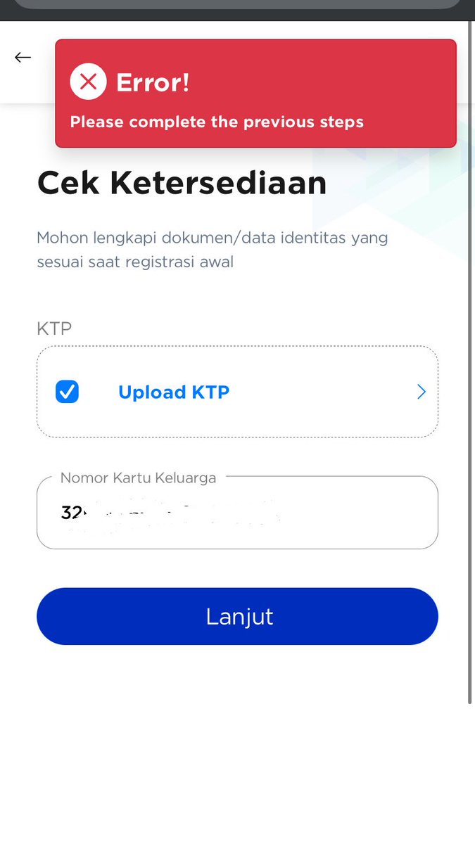 Arialfarz's tweet photo. @myXL jujur gk ngerti lagi sama layanan reactivate kartu di website kalian tuh maunya gimana ya, di klik lanjut infonya belum complete complete, udh di coba hampir 10x jg tetep gitu, padahal itu udh jelas udh masukkin data yg disuruh https://t.co/y1dpumScaw