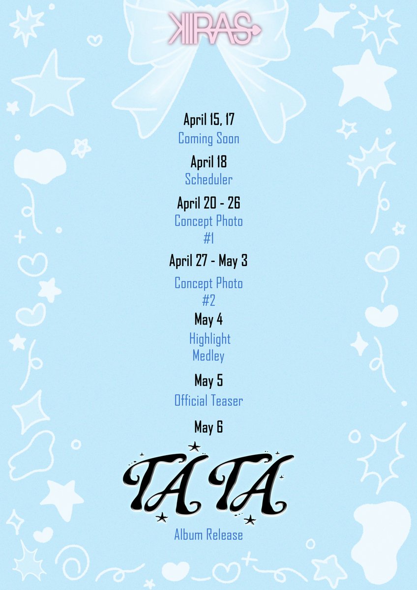 KIIRAS
2nd Single Album ‘TA TA’ 
Scheduler

2026.05.06 6PM (KST)

#KIIRAS #키라스
#TATA #KIIRAS_TATA