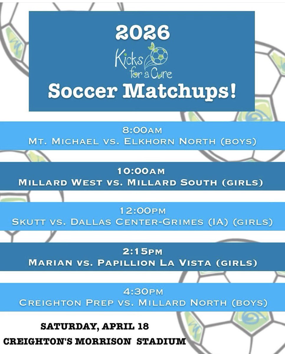 Gretna08ECNL's tweet photo. Head to Morrison Stadium tomorrow for a full day of great soccer supporting an even greater cause! ⚽️🔥

Catch @LeahPugliese1 and her Wildcats at 10 AM, then see the Marian Crusaders - with @hblaneygk &amp; @The_PaigeMiller- kick off at 2:15 PM.
#KFAC #GEAinHighSchool https://t.co/2uSjEr6bol