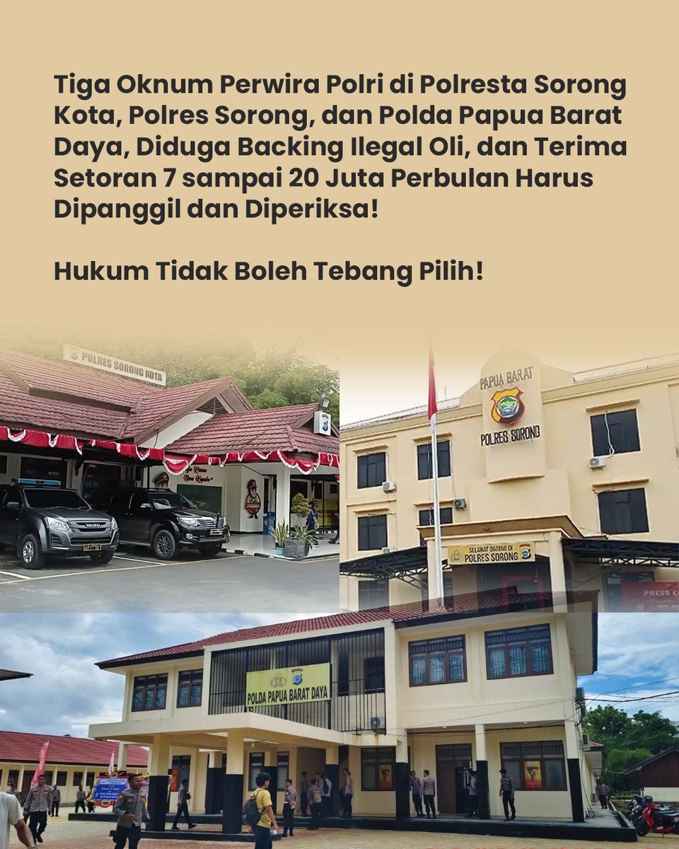 aminsurhmn's tweet image. Setiap dugaan akan diuji lewat fakta bukan asumsi

#Polisi #Papua #SolarIlegal #PolresSorong #PoldaPapuaBaratDaya