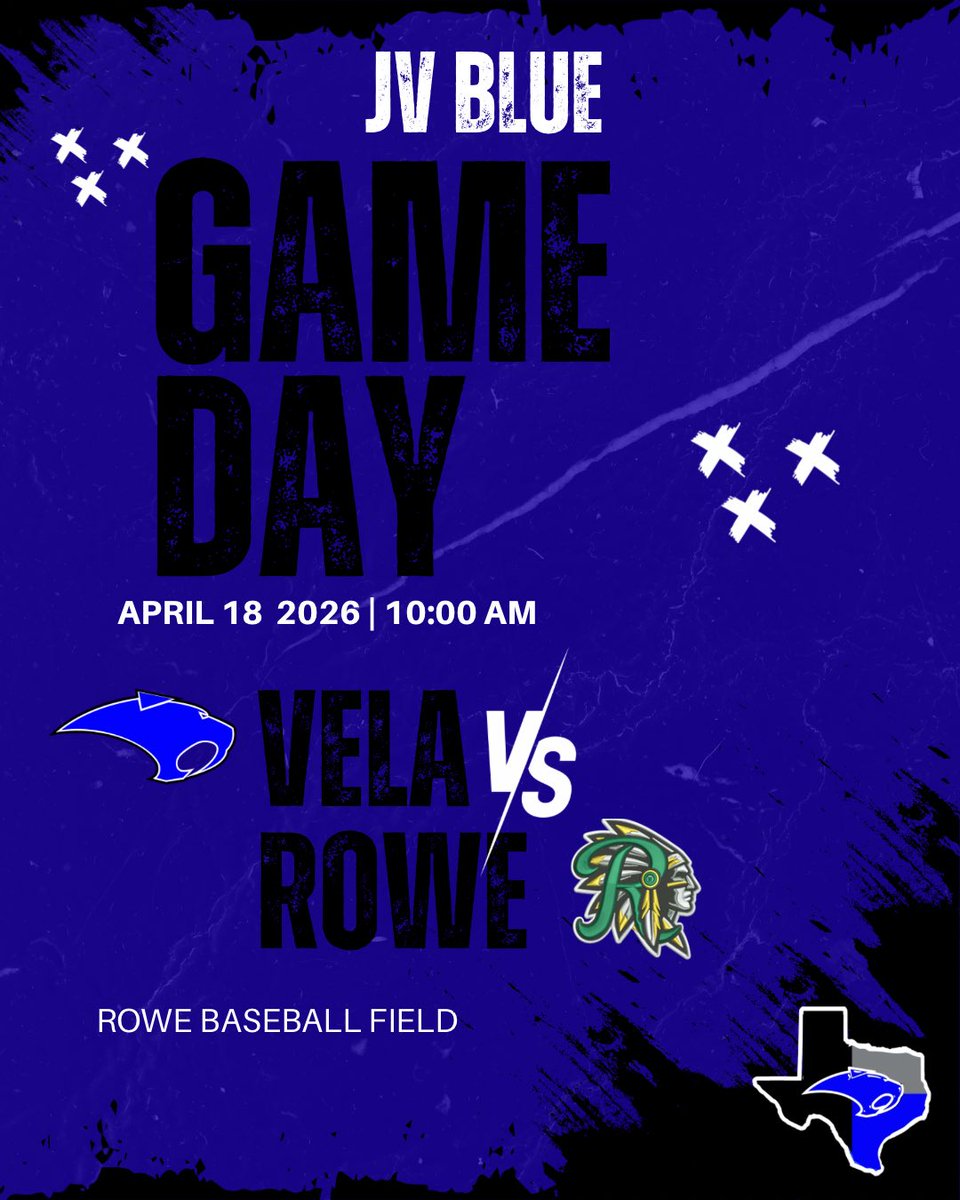 RVHSbaseball25's tweet photo. 💙 GAME DAY 💙⚾

It’s time to hit the road and handle business!

🆚 Vela vs Rowe
📍 Rowe Baseball Field
🕙 10:00 AM
📅 April 18, 2026

Let’s go, Sabercats! 🐾⚾

#VelaBaseball #Sabercats https://t.co/hjS9ooJ2TE