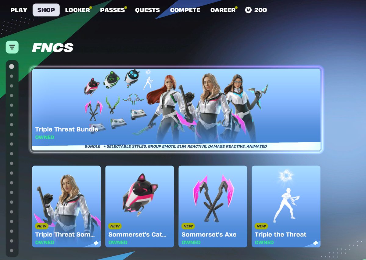 I bought the whole package 
with one of the best packages in Fortnite  <a href="/TheSommerset/">Sommerset</a> <a href="/imreddysh/">Reddysh</a>  <a href="/Moxieboo_/">XSET Moxie</a> I'm happy for you that you got your own skins❤️