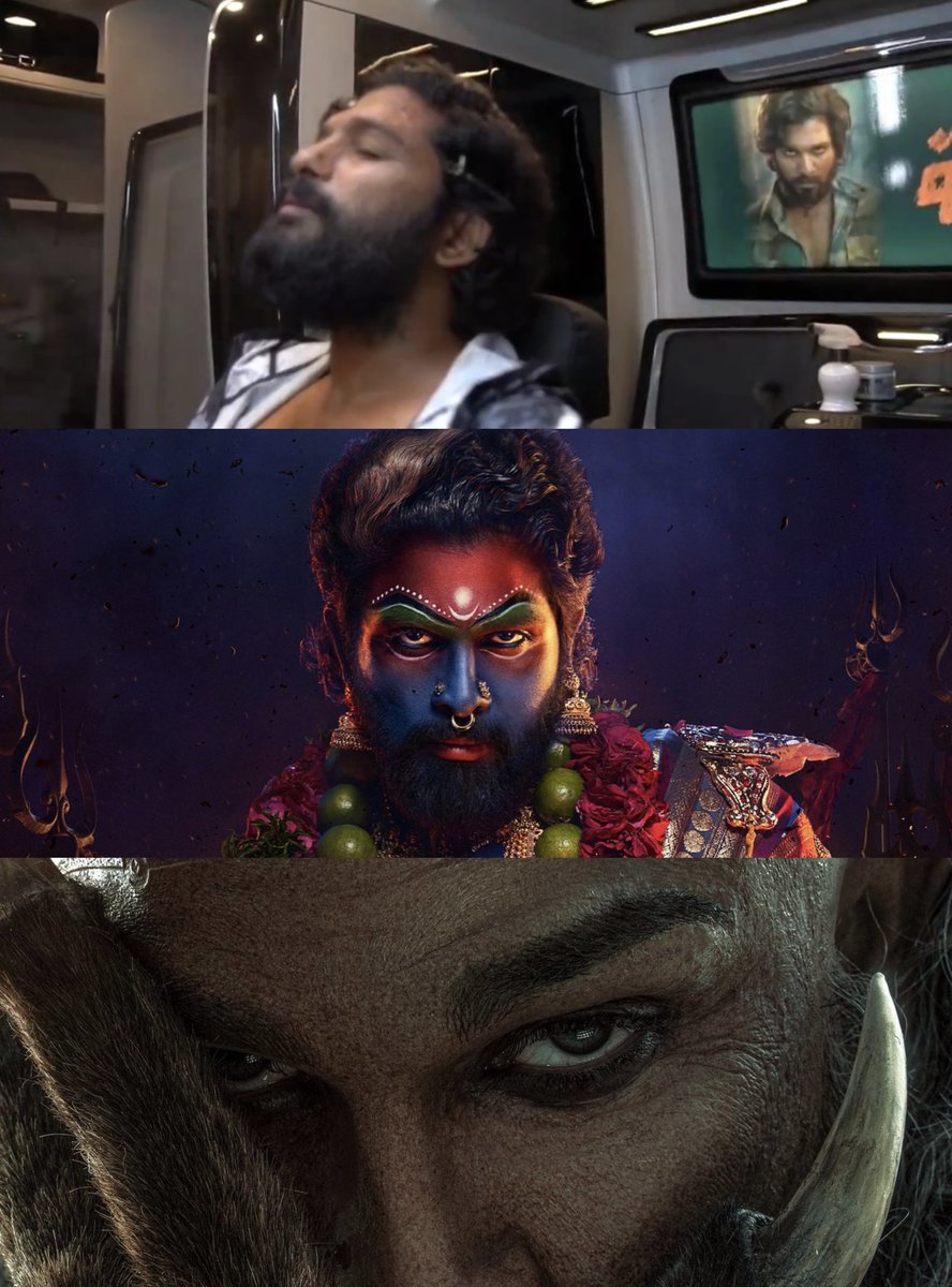 SumanthOffl's tweet image. #AlluArjun transformed himself every single day. Spending 4 to 5 hrs in makeup, carefully altering his skin tone to match Pushpa’s raw, rugged aura. Same for Jathara Episode in #Pushpa2

Now For #RAAKA , again 4 to 5 hrs of daily transformation. The madness of his HARD WORK🔥