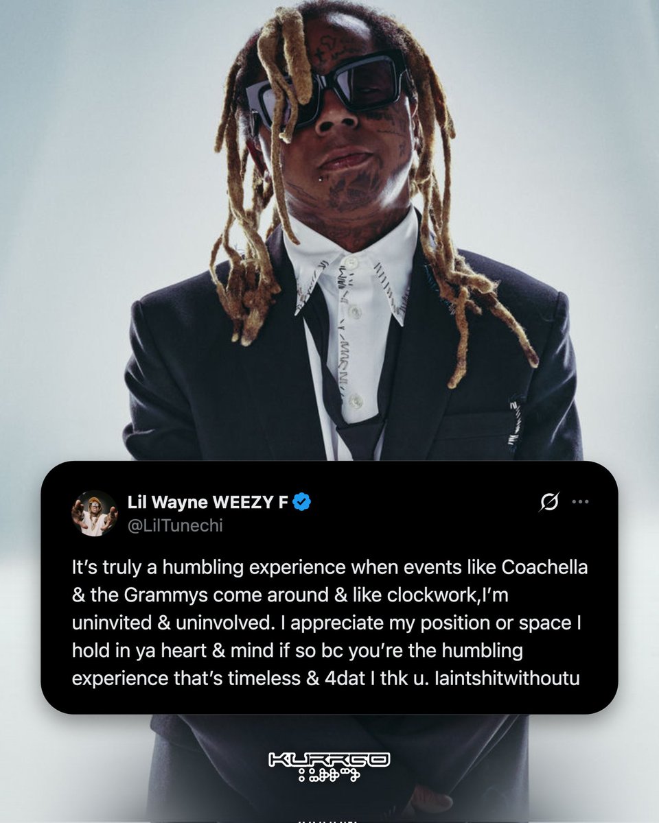 ElSararer's tweet photo. Yo Weezy, man… that hit different.  

Real talk, it’s wild how the biggest stages still act like you ain’t the blueprint. But look, the fact you even feel that way shows how humble you stay after everything you built. Coachella and the Grammys come and go, but your catalog? That’s forever.  

We the ones who really know. The fans, the ones who grew up on Tha Carter tapes, who still bump “A Milli” when the city feel heavy, who quote you in the group chat like scripture. You ain’t just “invited” to the culture… you are the culture.  

So nah, you ain’t shit without us? Bro, we ain’t shit without you.  

Keep being that timeless humbling experience, king. The love ain’t clockwork it’s permanent.
