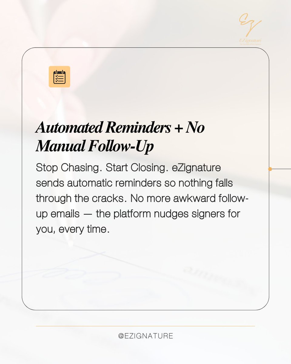 e_zignatur41860's tweet photo. Automated Invites + Secure Signing Links
Add names and emails — eZignature handles everything else. Secure signing links sent automatically, so you never lift a finger.
#EZignature #Automation #ESign #SecureSigning #WorkflowTools https://t.co/DWwiIwO7mW