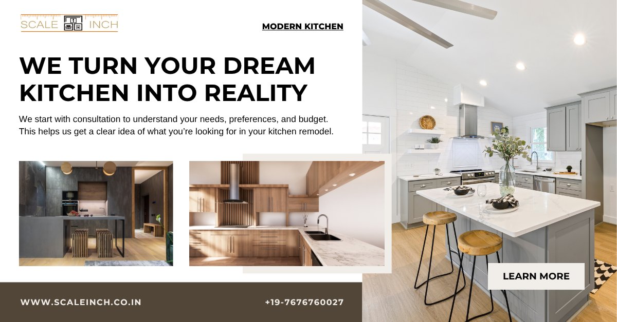 scaleinch's tweet image. We turn your dream kitchen into reality.

We start with consultation to understand your needs, preferences, and budget. This helps us get a clear idea of what you’re looking for in your kitchen remodel.

Free Design Consultation - 91+ 7676760027
#ModularKitchen #KitchenLighting
