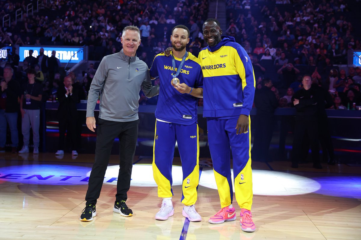 FDSportsbook's tweet image. The Steve Kerr Era in Golden State: 

🟡 4 Championships (2015, 2017, 2018, 2022) 
🟡 957-605 record 
🟡 104-48 playoff record 
🟡 Best single season regular season record ever (73-9) 

One of the greatest dynasties in NBA history.