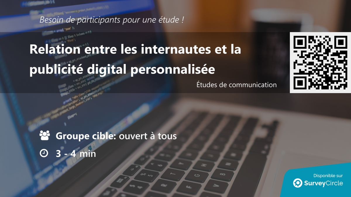 daily_research's tweet image. Recherche de participants pour une étude !

Sujet : "Relation entre les internautes et la publicité digital personnalisée" surveycircle.com/96353G/ via @SurveyCircle

#data #digital #web #donné #communication #site #enquête #surveycircle