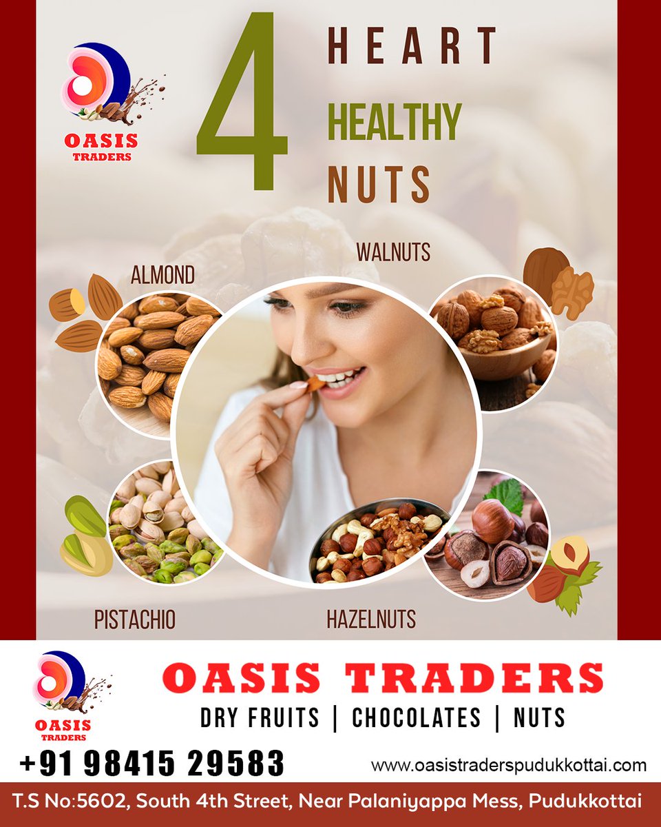 oasisdryfruits's tweet image. Oasis Traders
Dry Fruits | Chocolates | Nuts
98415 29583
oasistraderspudukkottai.com
Near Palaniyappa Mess, Pudukkottai-622001
#dryfruits #chocolates #nuts #pudukkottaidryfruits #nutsshop pudukkottaikingdom