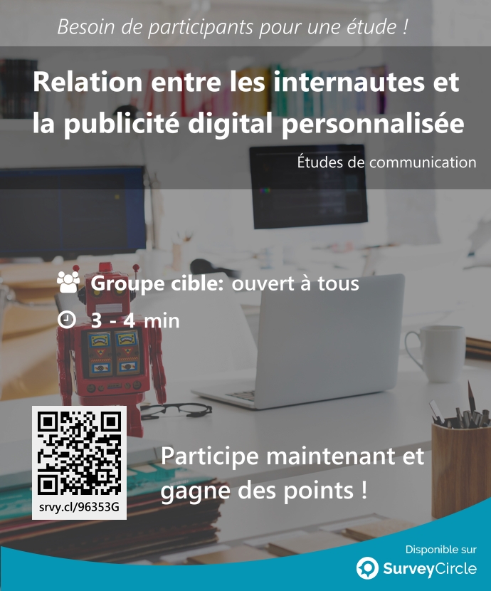 top_studies's tweet image. Recherche de participants pour l'étude classée en tête :

"Relation entre les internautes et la publicité digital personnalisée" surveycircle.com/96353G/ via @SurveyCircle

#data #digital #web #donné #communication #site #enquête #surveycircle