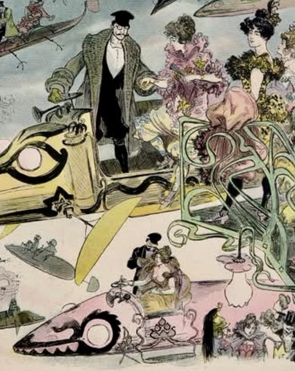 nissnickmich's tweet image. “Saliendo de la Ópera en el año 2000”. Ilustración realizada en 1902 #arte #futuro #opera #humor #curiosidades #felizsabado #18abr