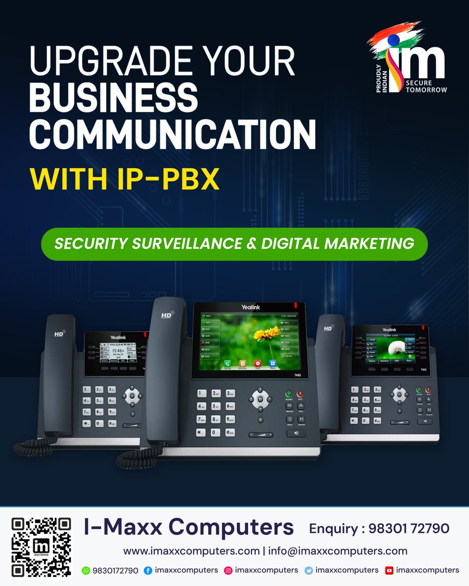 imaxxcomputers's tweet image. Upgrade the way your business connects! 📞

📍 I-Maxx Computers
🌐imaxxcomputers.com/epabx-ip-pbx/
📧 info@imaxxcomputers.com
📞 Enquiry: 9830172790

#BusinessCommunication #IPPBX #VoIPSolutions #OfficeTechnology #SmartOffice #DigitalTransformation #CommunicationSolutions #ImaxxComputers