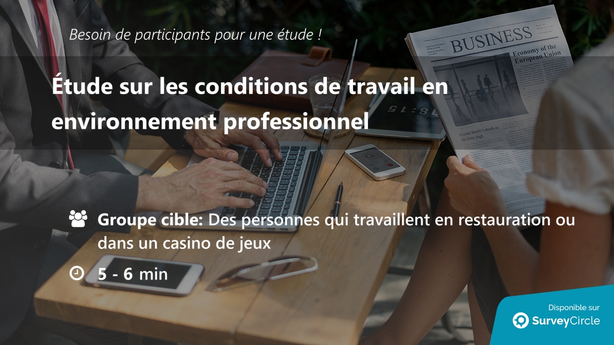 daily_research's tweet image. Recherche de participants pour une étude !

Sujet : "Étude sur les conditions de travail en environnement professionnel" surveycircle.com/9HS22J/ via @SurveyCircle

#restauration #MusiqueDambiance #EnvironnementDeTravail #emotions #enquête #surveycircle