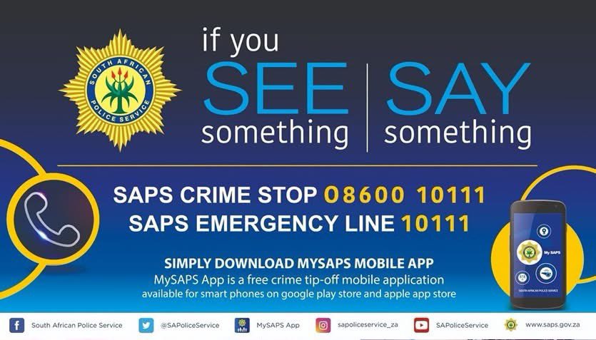GCISNorthWest's tweet image. Report suspicious activity 🚨
Your voice helps keep communities safe.
#ReportCrime #StaySafeSA #CommunitySafety #GovZAUpdates #ActNow