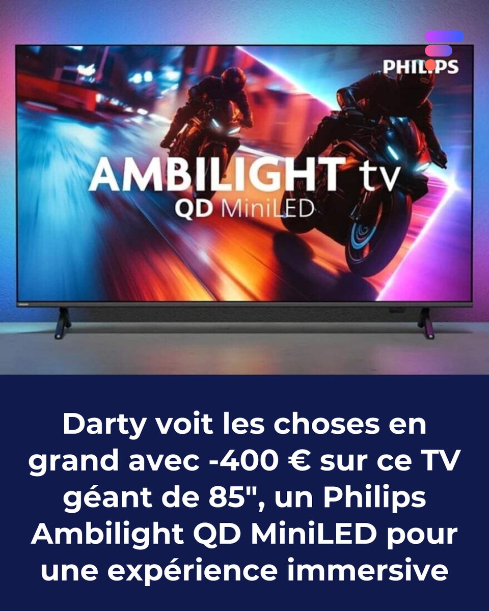 Frandroid's tweet image. Vous pouvez économiser 400 € sur un TV 4K QD MiniLED Ambilight de 85", de quoi avoir un vrai cinéma à la maison 🔥#bonplan
👉 l.frandroid.com/Apy