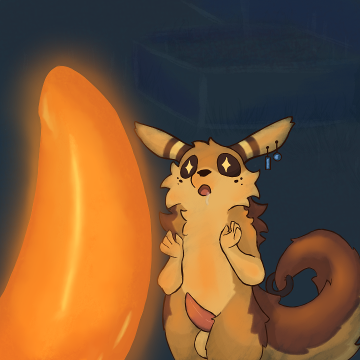 TeaTenik's tweet photo. heh... I drew the slugcat OC Doeboi( @Hentu_Fappu ), it came out crooked, but kind of cute 
(And I don't know how to draw backgrounds at all, so it turned out to be weird.) https://t.co/YdE717sGMG