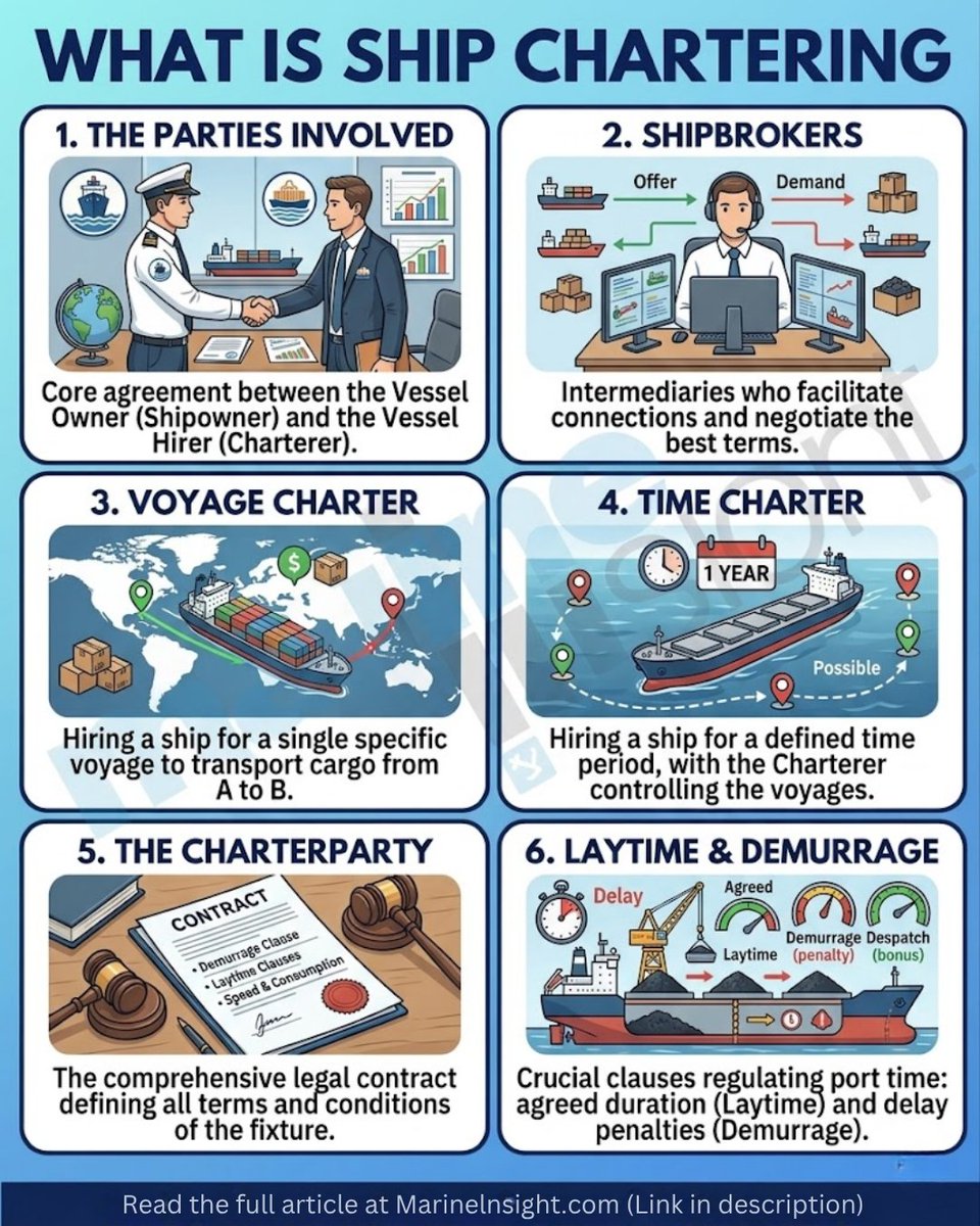 MarineInsight's tweet image. 🌊 Know in detail about ship chartering at this link 👉 marineinsight.com/ship-charterin…

#ShipChartering #SupplyChainManagement #GlobalTrade #MaritimeIndustry #MarineInsight #SupplyChainLogistics #BeginnersGuide