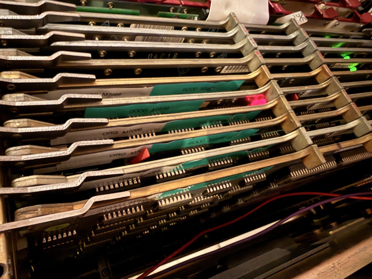 In these times of RAM scarcity, I thought I'd take a moment to flex, since I just upgraded my machine to the maximum allowed by the hardware!

Witness the power of this fully armed and operational 4MB system!

It's a PDP-11/44.  The first board is the math board, then five CPU