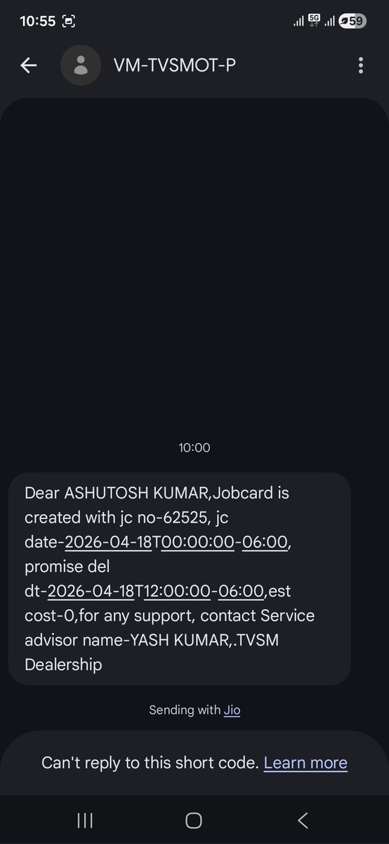 ashu_165's tweet image. @tvsmotorcompany visited Ahinsa TVS Gurugram today. Token given at 9:15 AM job card made at 10 AM despite low crowd. During service, my assigned technician was changed without consent. It’s been 3+ hours and my scooty is still not ready. Is customer time not valued? #BADSERVICE
