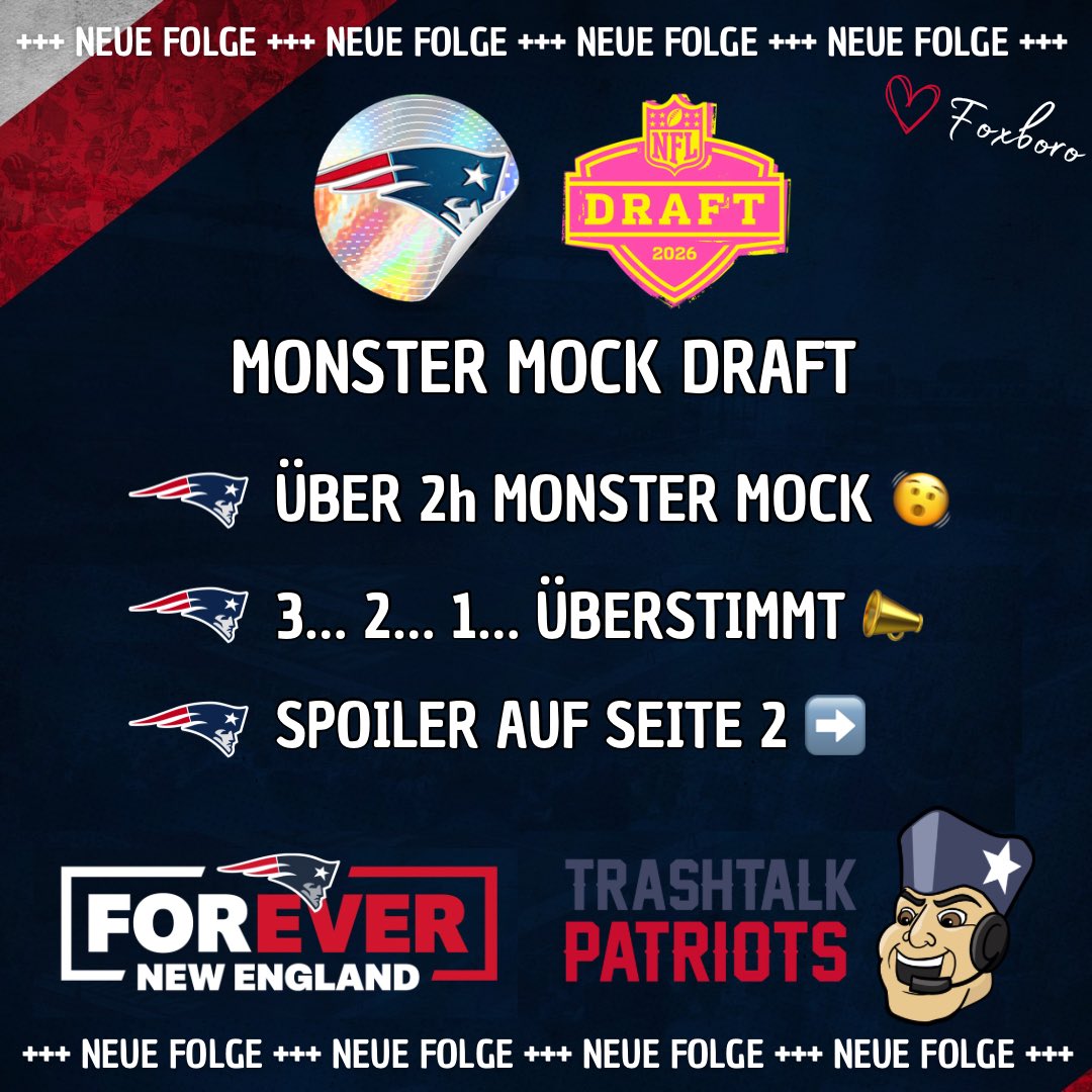 PatsTrashtalk's tweet image. Eine der längsten Folgen der Trashtalk-Geschichte! Zusammen mit Steven aus der Community diskutieren Fabi, Nickels und Marcel ausgelassen über Teams, Needs, Spieler und gehen öfter mal ins Eingemachte! 

Hört rein!

open.spotify.com/episode/7fJnTL…

@Footballerei @patsdeutsch