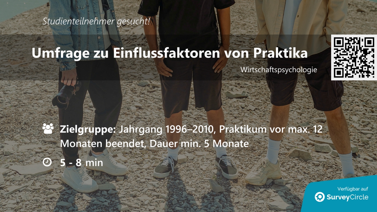 daily_research's tweet image. Teilnehmer für Online-Studie gesucht!

Thema: "Umfrage zu Einflussfaktoren von Praktika" surveycircle.com/9HS2VL/ via @SurveyCircle #HFT_Presse

#praktika #GenZ #arbeitsgestaltung #StrukturelleFaktoren