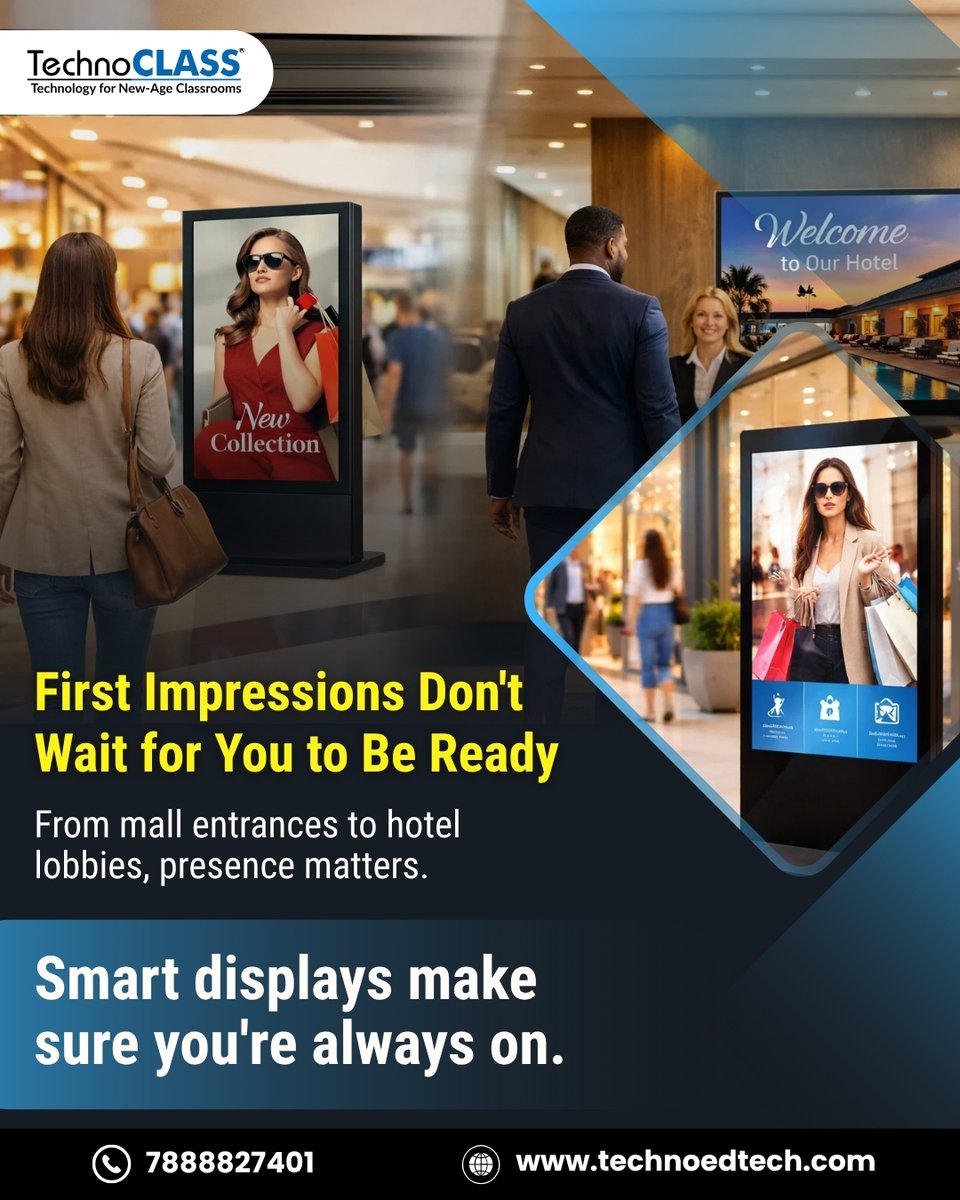 technoclass401's tweet image. TechnoCLASS Smart Displays bring your brand to life in real time, promoting offers in retail, welcoming guests in hotels, and making sure every corner of your space is working as hard as you are.

#SmartDisplays #DigitalSignage #RetailTech #HospitalityTech #BrandExperience