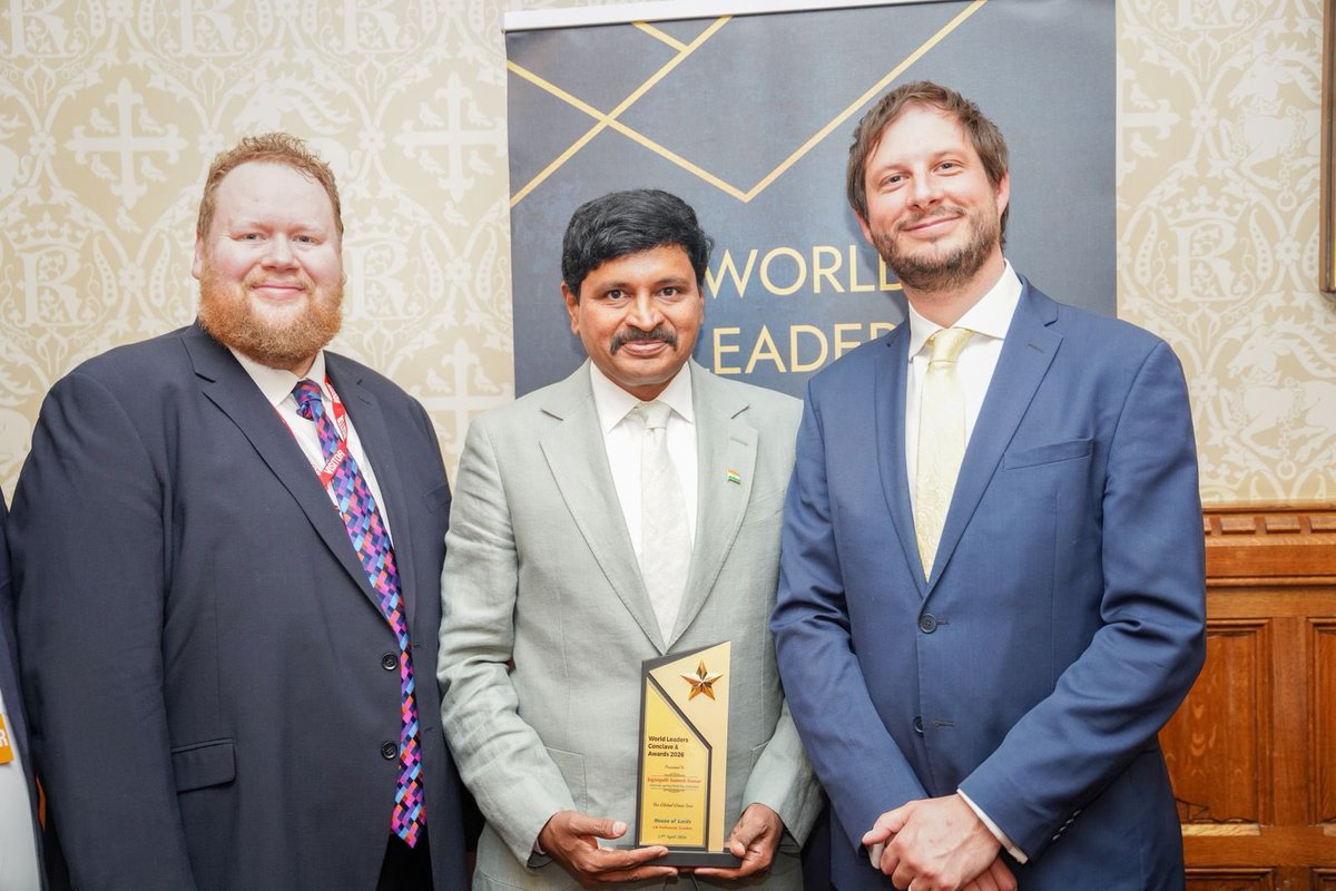 SantoshKumarBRS's tweet image. Truly honoured and deeply grateful to be recognised at the World Leaders Conclave &amp;amp; Awards 2026 at the historic House of Lords, London.

I accept this not as a personal achievement, but as a reflection of the collective trust, belief, and support of millions who stand for a