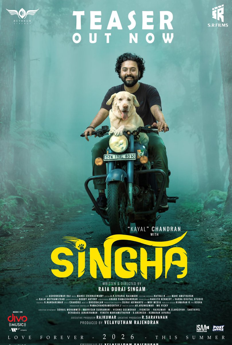 srfilmsrelease's tweet photo. He’s here to steal hearts 🐶❤️ Kayal Chandran’s #Singha teaser out now 💥
https://t.co/6y0knTEyrW
Presented by :
@srfilmsrelease @Ruthramcinemas
@moulistic #SijaRoseGeorge @sduraisingam2 @ManojChinnaswa1 @anthonydaasan @its_mebobs @ProRekha @digitallypower
#singhateaser https://t.co/fKKGzqHBzb