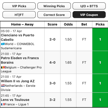 soccerplatform's tweet photo. WON - VIP Coupon for 17 Apr 2026
https://t.co/AFUPfqrzP1

#FootballTips #SoccerTips https://t.co/bfYWRPFAmv