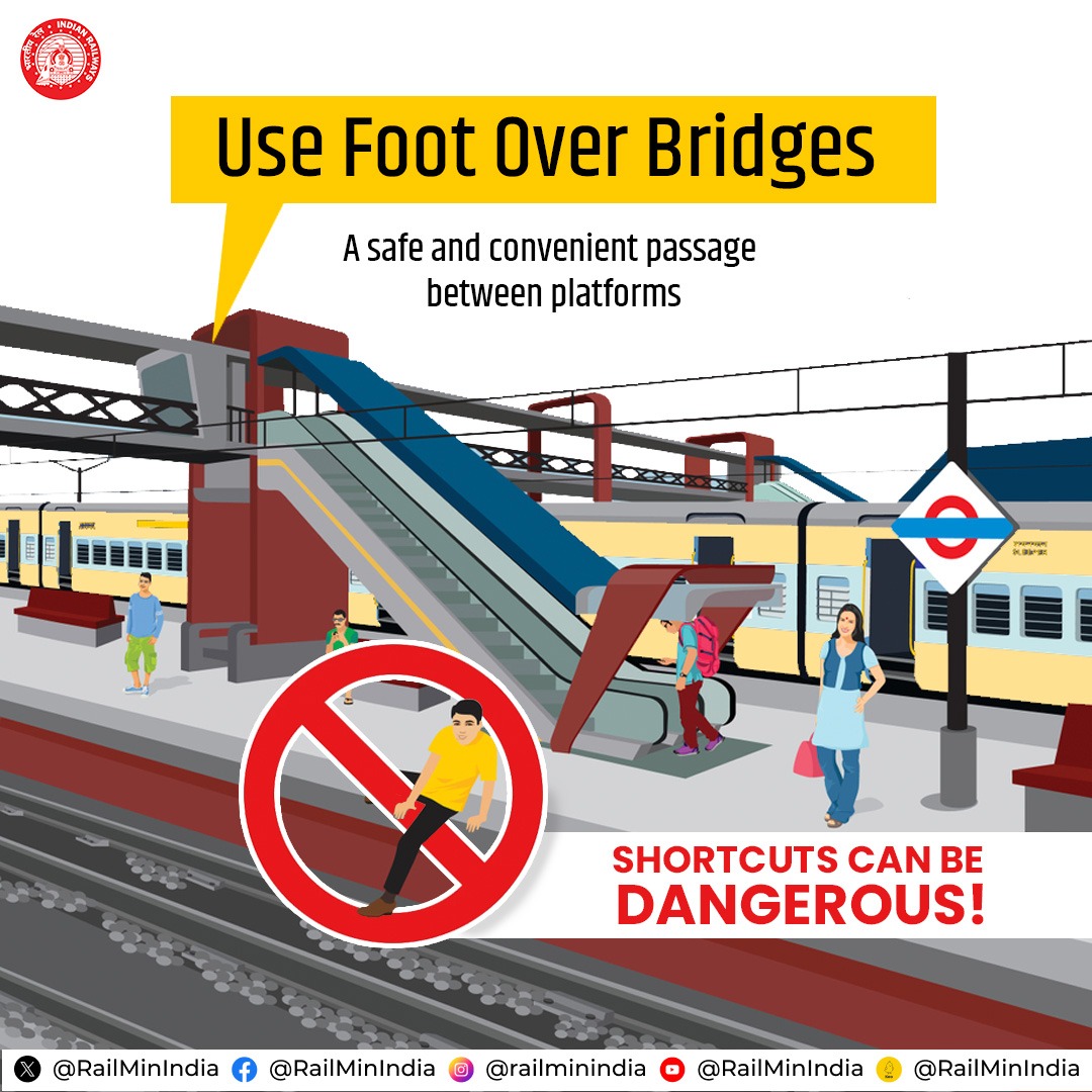 RatlamDRM's tweet image. A few more steps can prove life-saving! 
✅Please use the foot over bridge while changing platforms.
#SafetyFirst

@RailMinIndia @WesternRly