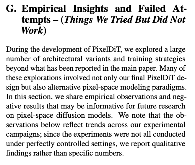 WeiX1762273's tweet photo. 🚀 Excited to share that our paper, PixelDiT: Pixel Diffusion Transformers for Image Generation, has been accepted to #CVPR2026 as an Oral Presentation. This is a collaboration between NVIDIA and University of Rochester. Today, we release the code and checkpoints of both our class-conditional model and our 1.3B text-to-image (1024x1024 res) model for research purposes. Feel free to use them and leave comments.

PixelDiT is a single-stage, end-to-end diffusion model that eliminates the need for VAEs or any vision encoders and learns the diffusion process directly in pixel space. It works well on both class-conditioned generation and text-to-image generation.  Our approach completely avoids the information loss introduced by encoder's compression, which can benefit a wide range of applications, including low-level vision,  image editing, etc. Pixel-space diffusion models have advanced rapidly in recent months, and our model remains state-of-the-art among models of comparable scale. We believe this represents a promising new paradigm for training visual generative models. 

Notably, in the paper, we specifically incorperate a section "Things We Tried But Did Not Work" (see appendix section G), to share empirical observations and negative results that may be informative for future research on pixel-space diffusion models. We hope this can benefit the community.

Code&Checkpoint: https://t.co/LuKOnwLvid
Latest Paper: https://t.co/CUiDZ7SlPW
Project Page: https://t.co/yJfUHTpkej