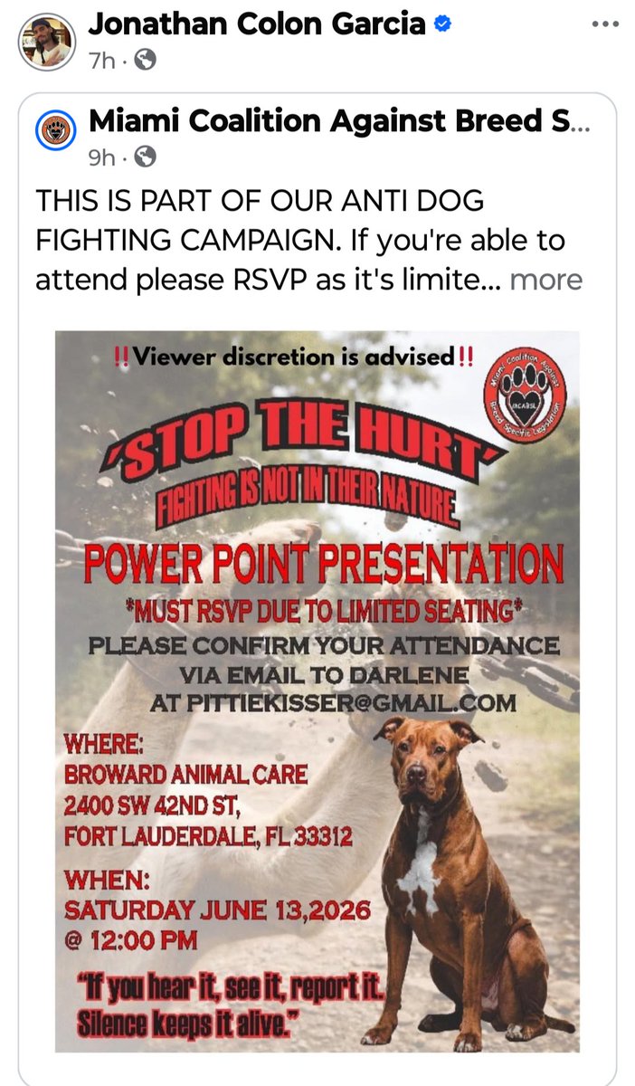 Guilt by association. Bet most didn't know that #rosafond and #johnathancolongarcia both were once on the board of the Miami Coalition Against Breed Specific Legislation.

Two of the most dishonest, dishonorable vile frauds involved in Florida rescue.

Excuse us while we vomit.