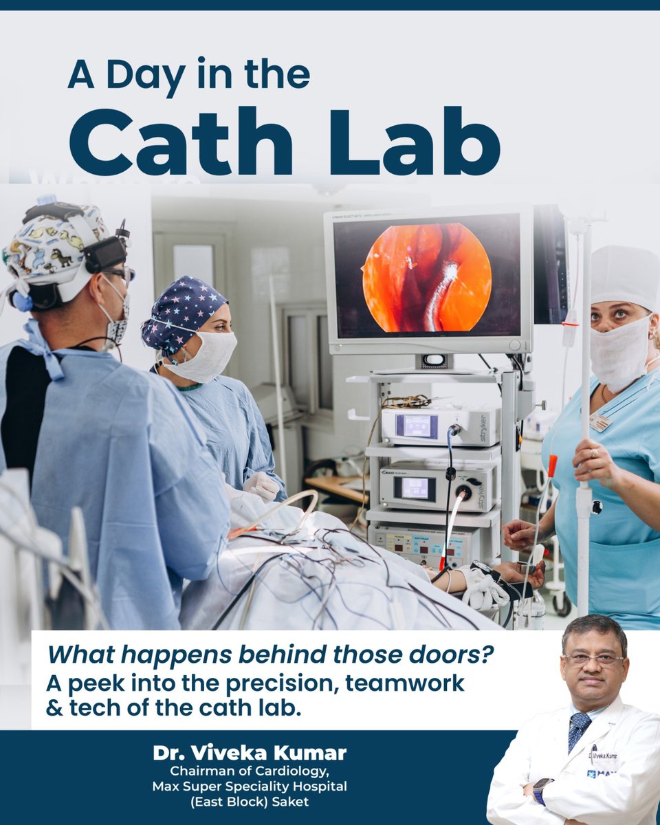 Dr_Vivekakumar's tweet image. Ever wondered what happens inside a Cath Lab?
Precision, technology, and teamwork come together to deliver life-saving cardiac care.
Dr. Viveka Kumar, Max Super Speciality Hospital, Saket.
#CathLab #Cardiology #HeartCare #Healthcare