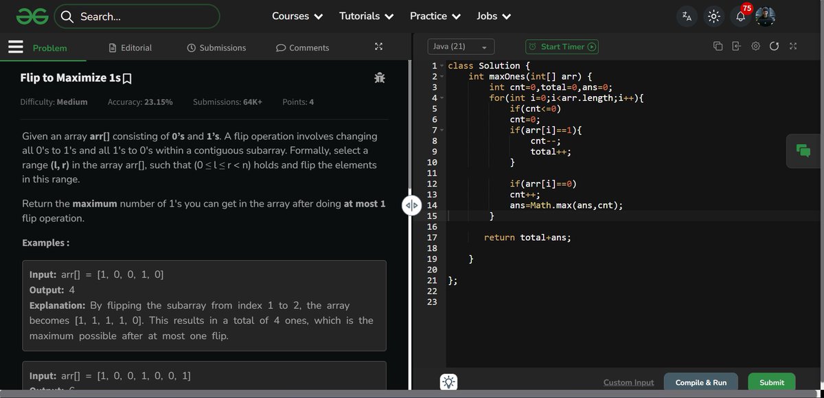 amanhaidry's tweet image. 🗓️Day-269 of #365DaysOfCode 🎯

✅ @geeksforgeeks
#POTD: Flip to Maximize 1s

✅ @LeetCode
#DCC: Mirror Distance of an Integer

#365DaysOfDSA #geeksforgeeks #gfg #leetcode #365DaysOfcoding #Java #DataStructuresAndAlgorithms #DSA #ProblemSolving #CodingJourney