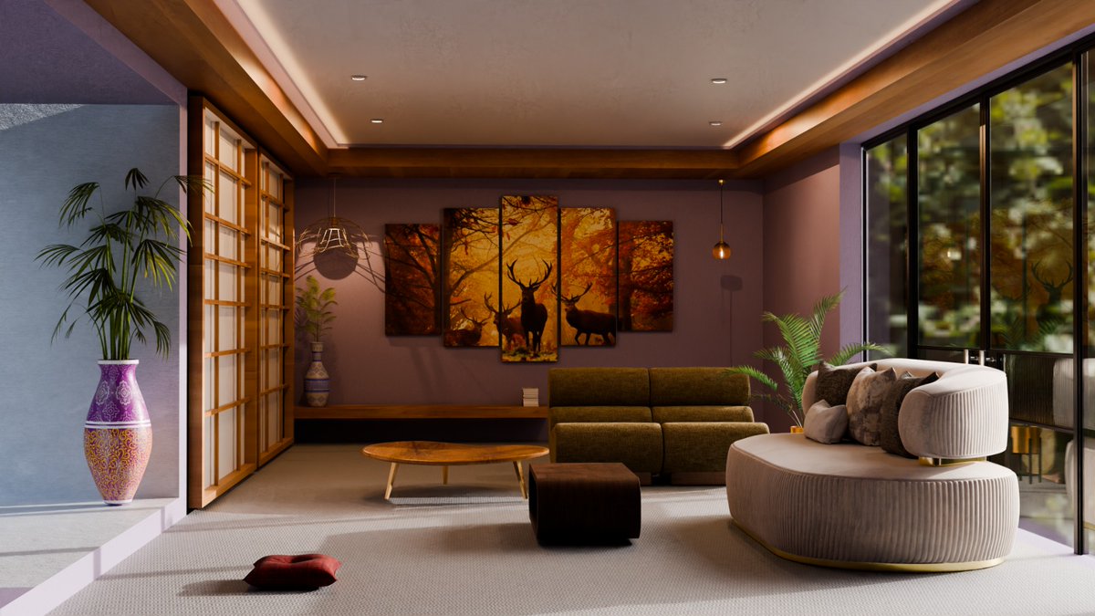 panza301's tweet image. The design is inspired by Japandi aesthetics—combining Japanese minimalism with Scandinavian warmth. Clean lines, soft curves, and a neutral color palette were used to evoke a sense of tranquility and simplicity.
#blender #3d #interior #cgi #minimalist #modelling