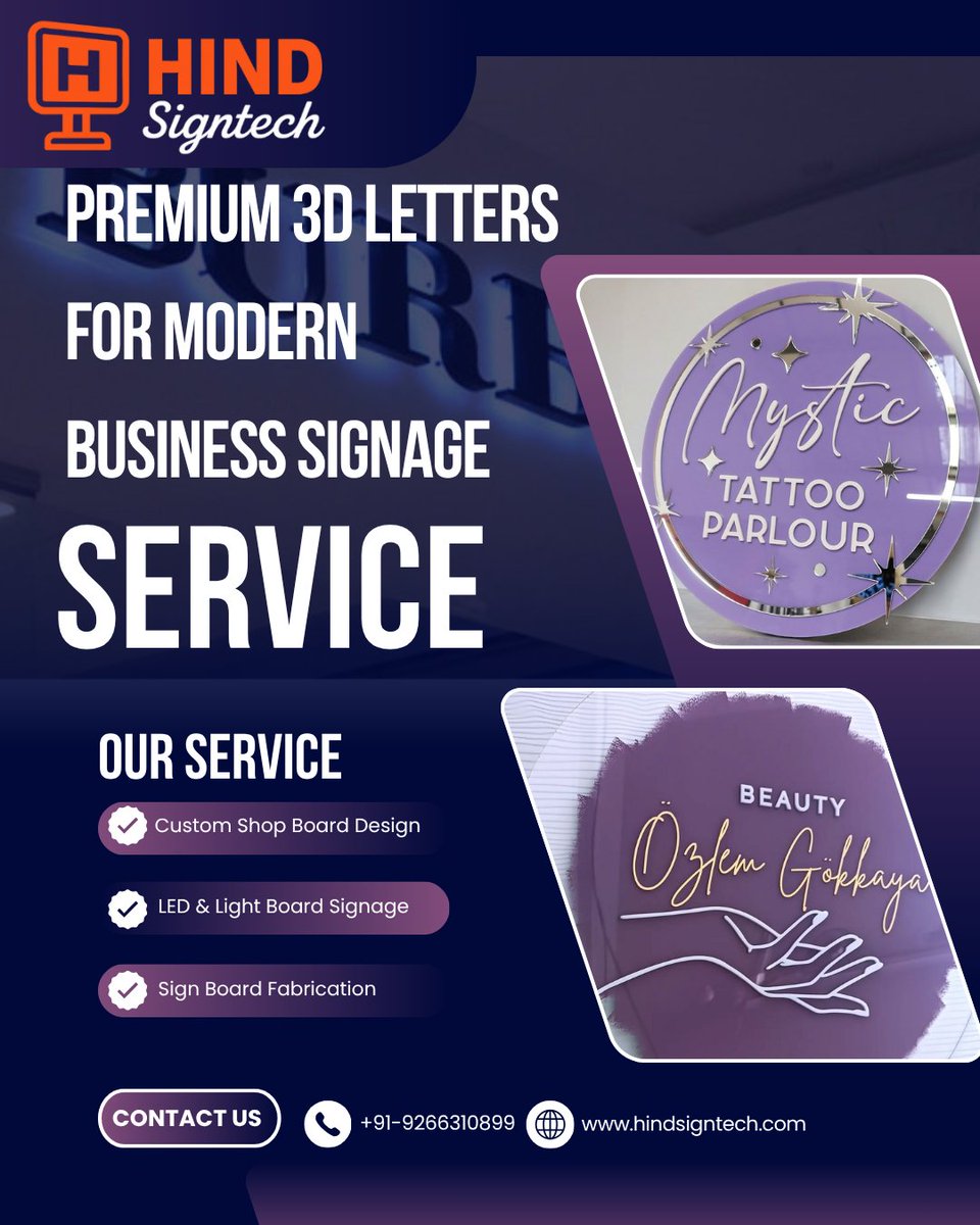 hindSigntech's tweet image. Give your brand a bold identity with 3D letters
Designed to attract attention and create a lasting impression!

#3DLetters #SignageDesign #BusinessBranding #3DSignBoard #ShopSignage #CustomLetters #BrandVisibility