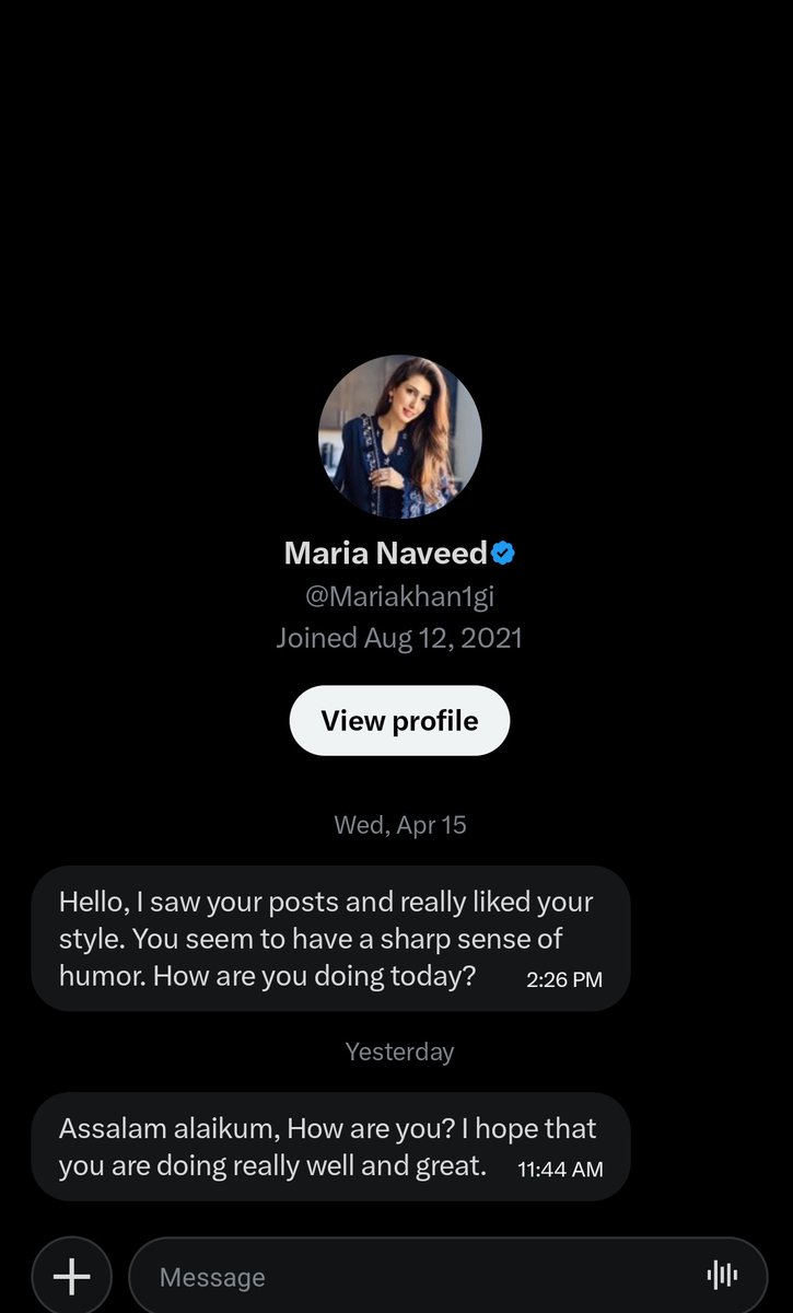 🚨🚨🚨ٹھرکی احباب، املی لیگ، دائمی کنوارے متوجہ ہوں:
📌آجکل اے آئی سے چلنے والے bot accounts بازار میں آنا شروع ہو گئے ہیں۔
📌ان کا انٹریکشن کا انداز سوالیہ ہوتا تاکہ بات کو بڑھایا جاسکے،
📌ساتھ ہی ڈی ایم میں علیک سلیک۔
اپنا دامن بچائیں اور ذمہ دار پاکستانی ہونے کا ثبوت دیں۔