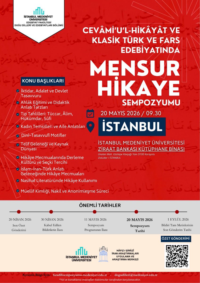 imuhafizisirazi's tweet photo. Sempozyum başvuruları devam etmektedir.

Son tarih: 20 Nisan https://t.co/1Qh9vEQ7cd