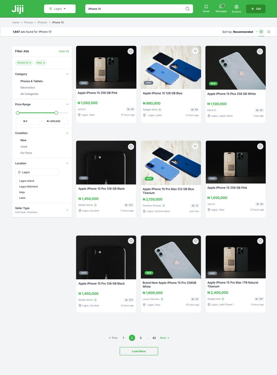 Annthedesigner's tweet photo. Just completed Stage 1 of the HNG Internship. 

I redesigned the Homepage, Product Detail Page, Search Result Page, and the Post Ad Page of Jiji. 

Still learning. Still building. 

#HNG
#HNGInternship
#UXDesign
#UIDesign
#Jiji
#ProductDesign https://t.co/BCnmn2Kczh