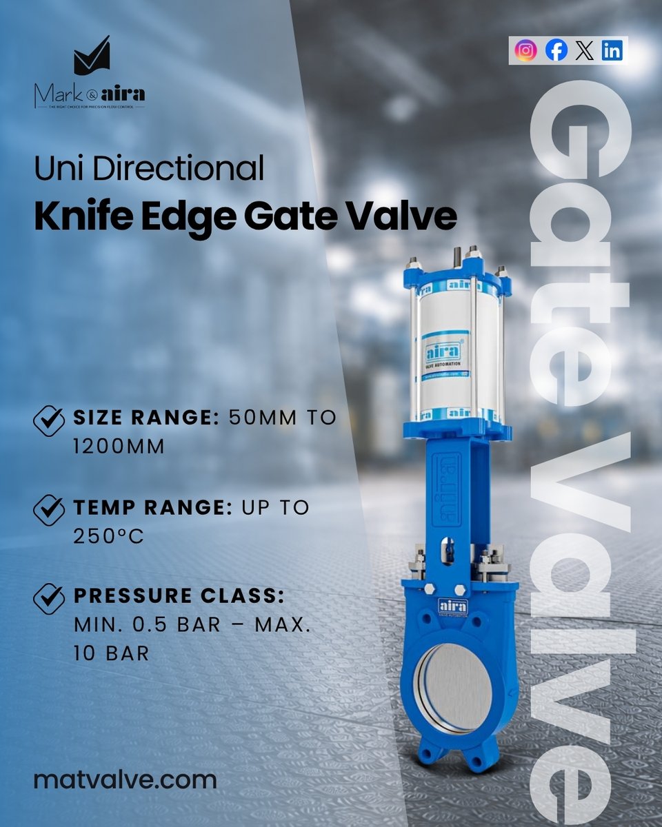 markairavalve's tweet image. Precision engineering for Dubai’s industrial sector. 🇦🇪

The Uni-Directional Knife Edge Gate Valve by Mark &amp;amp; Aira offers a size range up to 1200mm and handles temps up to 250°C. Robust, reliable, and ready for work. 

Check it out: matvalve.com

#Engineering #Dubai